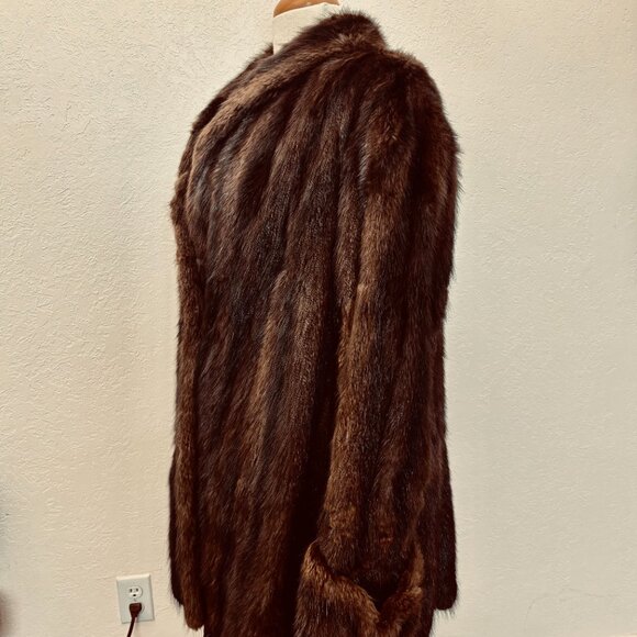 Vintage 60s mink coat Womens XL Real fur Pockets fully lined 1960s classic coat - Picture 5 of 9
